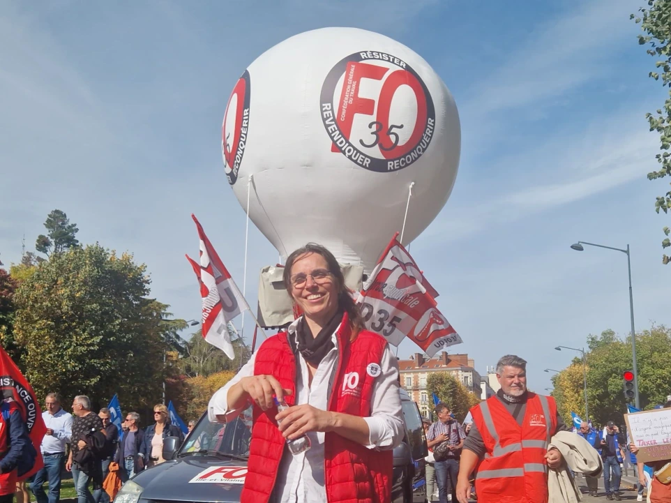 Photo de Céline Cussac en manifestation